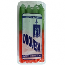 Vela  Ogum Verde  e Vermelha 18g  - 8 unidades