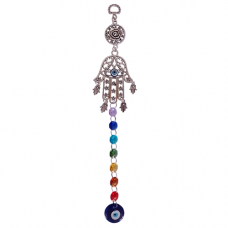 Mão de Fátima com olho grego e 7 pedras dos Chakras